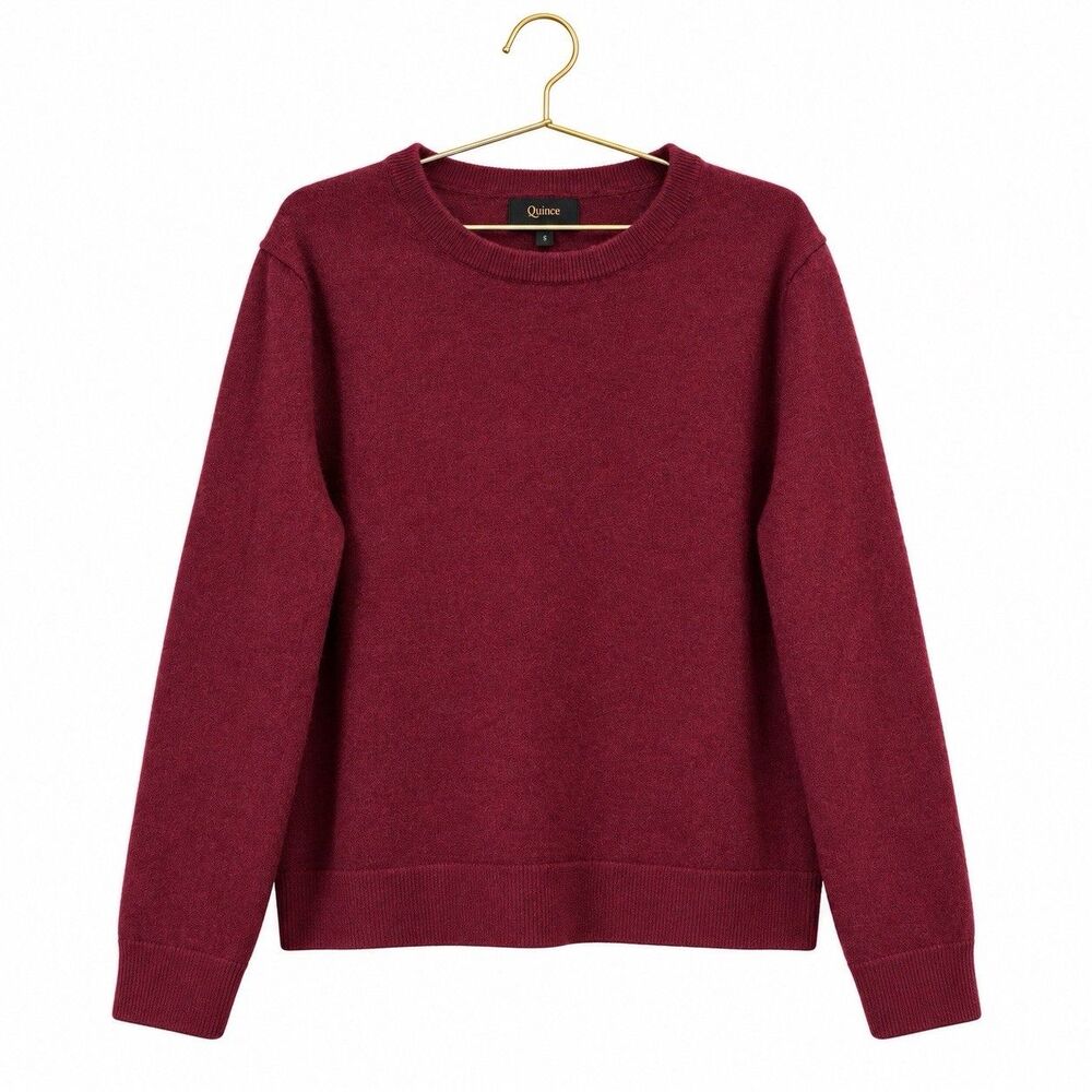 Quince Mongolian Cashmere Crewneck Boxy Sweater XL Quiet Luxury Rich Burgundy - Picture 2 of 6
